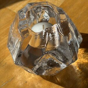 Preloved Kosta Boda glass ice/rock votive holder; Swedish; designer Anna Ehrner.